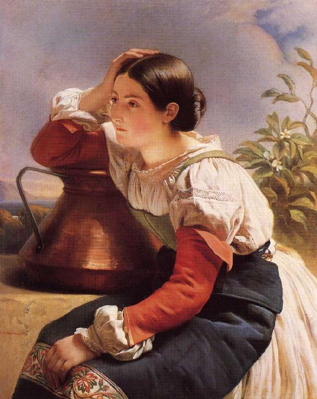 Franz Xaver Winterhalter Young Italian Girl by the Well Germany oil painting art